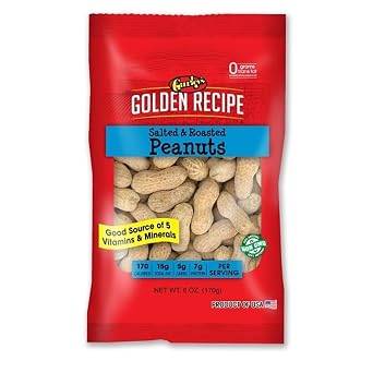 Gurleys Jumbo Salted Peanuts in Shell 6 oz Bag, Healthy High Protein Snacks, Variety Pack for Adults, Ideal Nutty Treats for Guilt-Free Munching and High-Protein Diets Single Bag