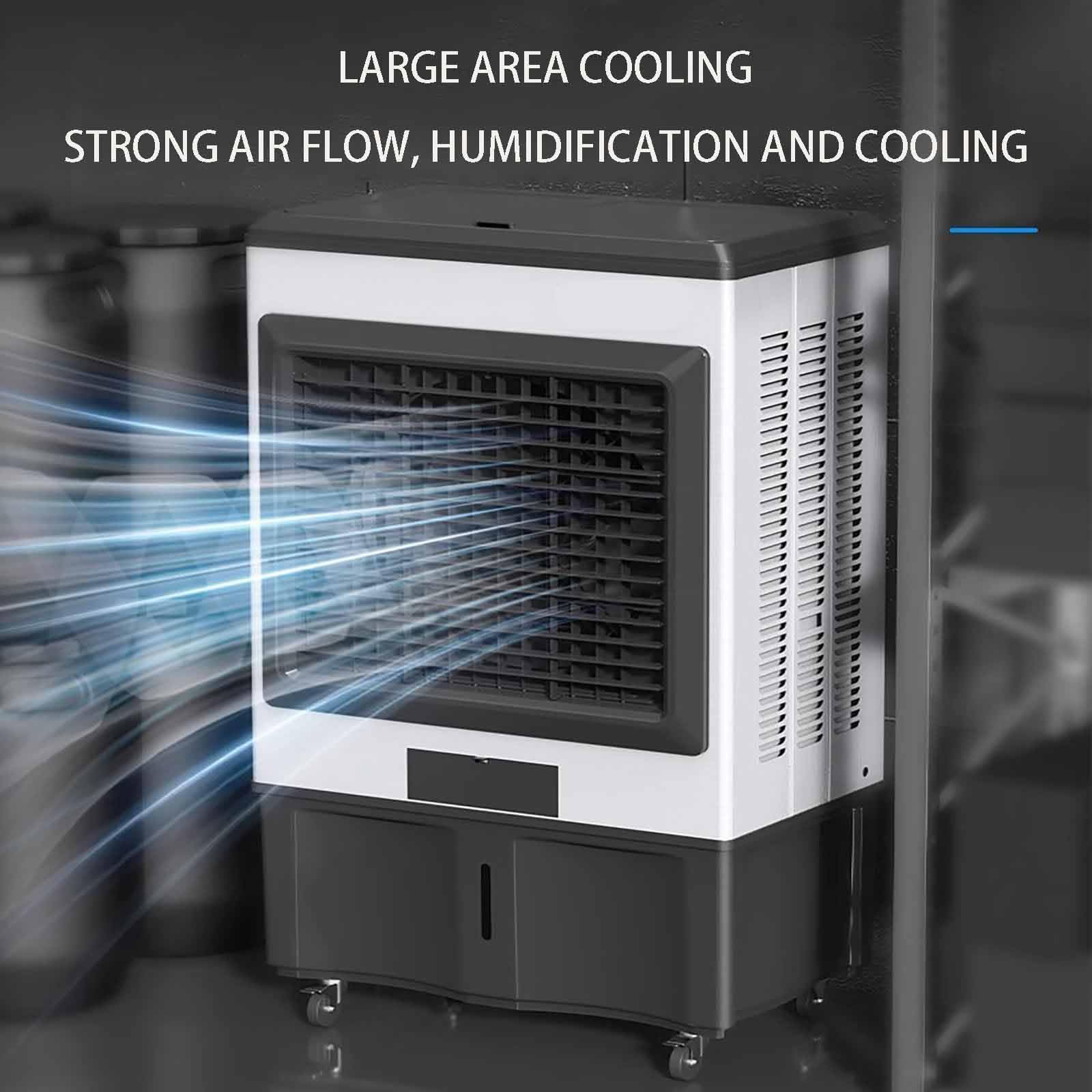 Raffrescatore d'Aria Portatile con Serbatoio dell'Acqua da 50 Litri, Raffreddamento Ad Evaporazione Ad Alta Potenza, Raffredda 60 M², 3 velocità, Bassa Rumorosità, 4 Ruo,Remote Control MOD