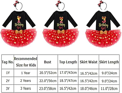 Miniatura 5 de Conjunto de 1er 2 3 cumpleaños para niña, con lunares, falda tutú, orejas de ratón, diadema para sesión de fotos de pastel