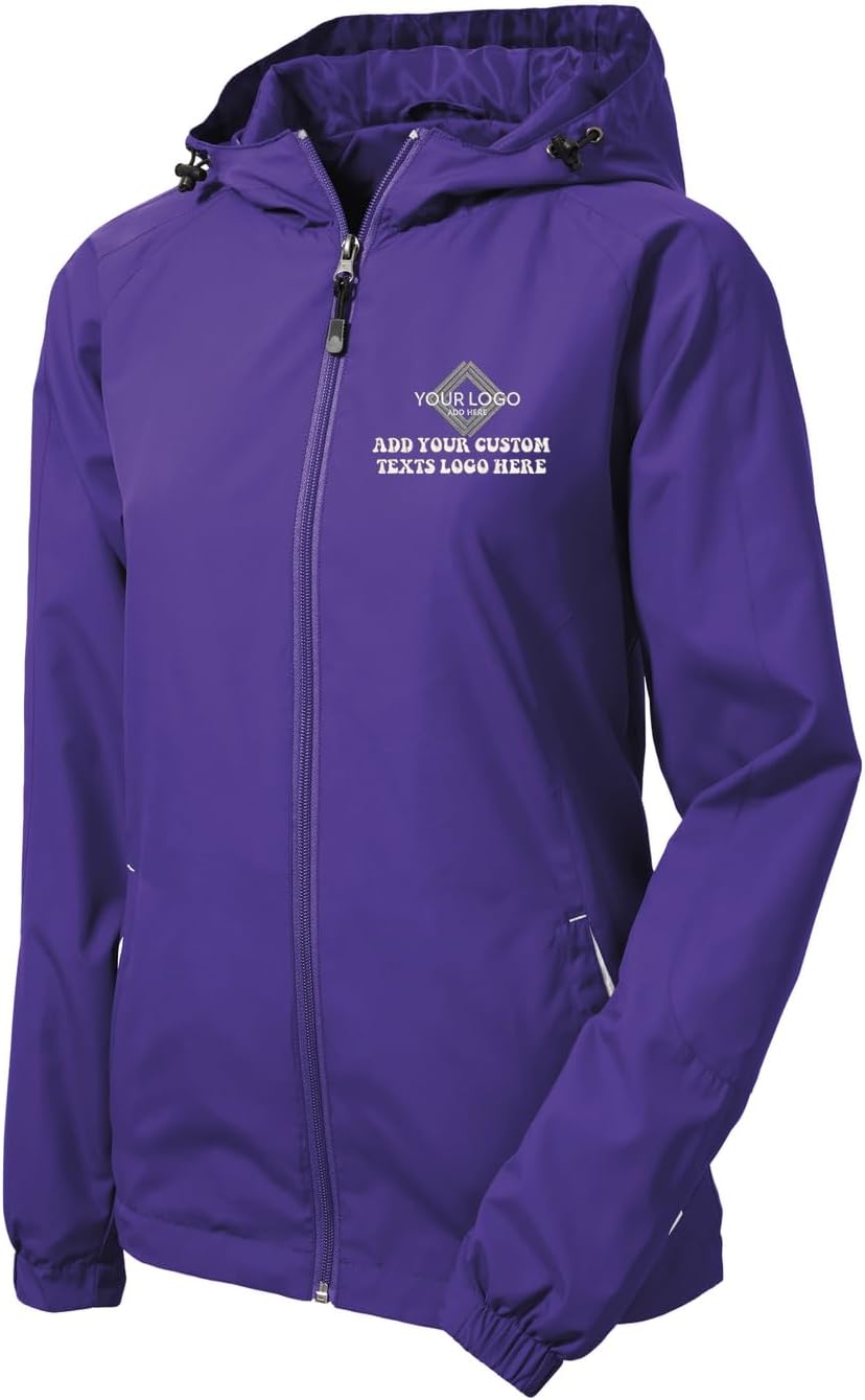INK STITCH Women Lst76 Custom Design Your Own Embroidery Logo Texts Colorblock Full Zip Up Wind Jackets