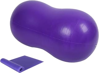 Peanut Exercise Ball Anti-Burst Size 45x90cm Suitable for Aerobic Gym Fitness Home Exercise Balance Pilates with Resistance Bands(Include a Free Pump)