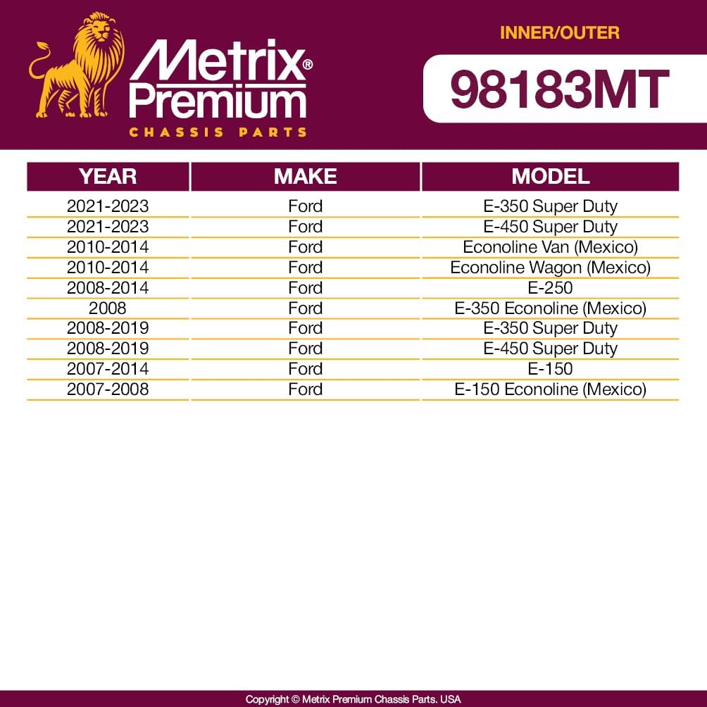 Metrix Premium Chassis Parts - 4 PC Inner & Outer Tie Rod End Kit Fits 21-23 Ford E-350 Super Duty, 21-23 E-450 Super Duty, 08-19 E-450 Super Duty, ES800481 DS300003 ES800402, ES800401, Made in Europe