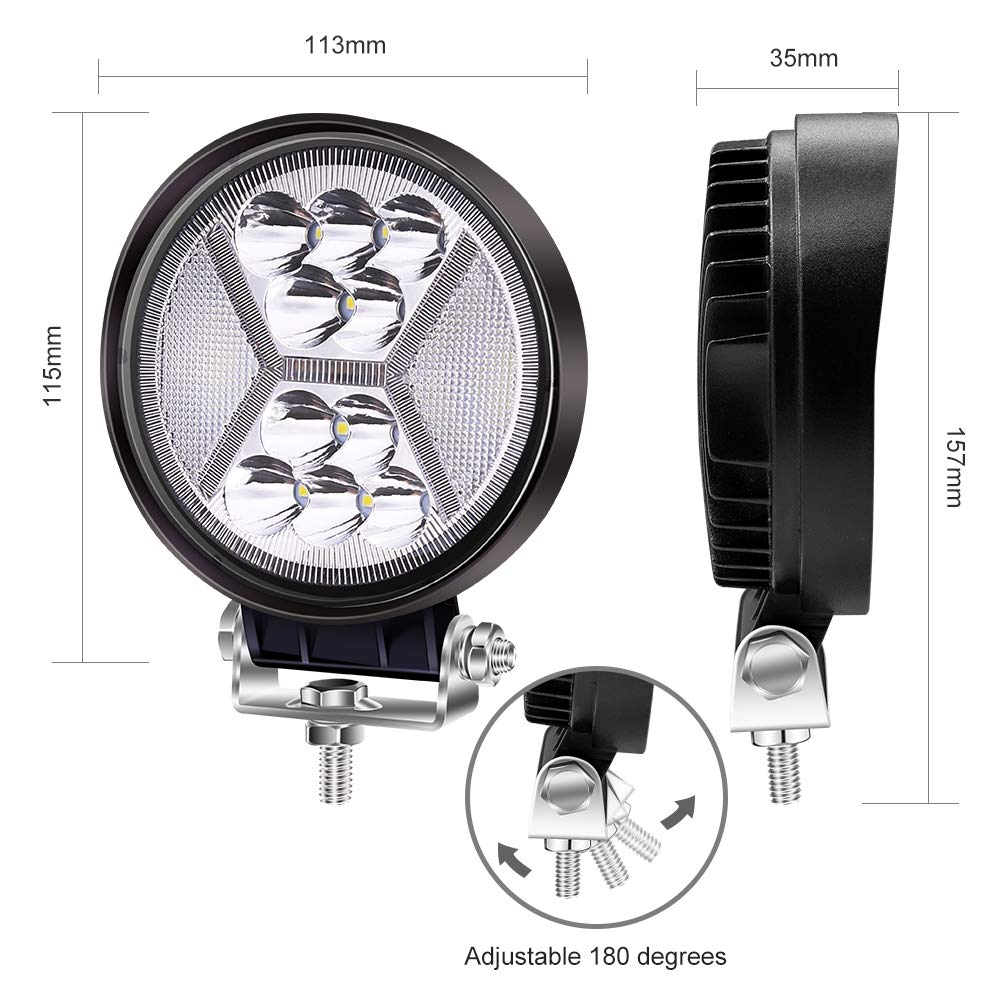 Luz de trabajo LED, 2 faros delanteros LED Spot Flood Combo Lights 12V 24V Off Road Driving Faros antiniebla Auxiliares Luces de circulación diurna para motocicleta SUV Barco Camión Tractor