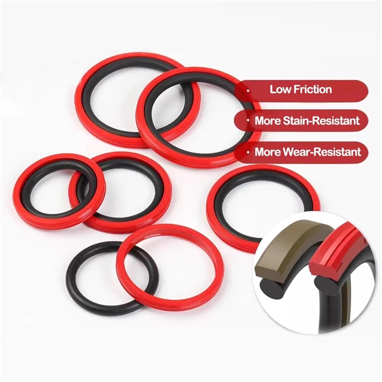 1Pcs Polyurethane(PU) Glyd-Ring，for Hole,Hydraulic Cylinder Reciprocating Seal STD Two-Way Piston Rod Combination,Nitrile Rubber(22x14.5x3.2(1pcs))