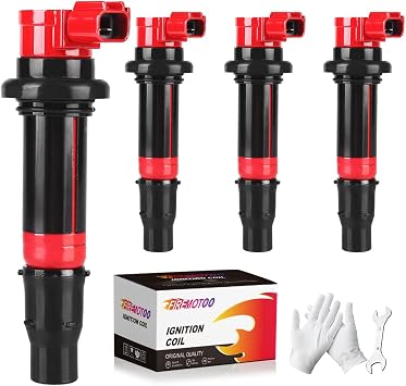 Pack of 4 Ignition Coil Pack Compatible with Yamaha 2003-2007 YZF-R6 2006-2009 YZF-R6S 2002-2006 YZF-R1 2006-2014 FZ1 2009-2016 Vmax 1700 2015 FZS1 2003-2007 R6 F6T558 2C0-82310-00-00 Red