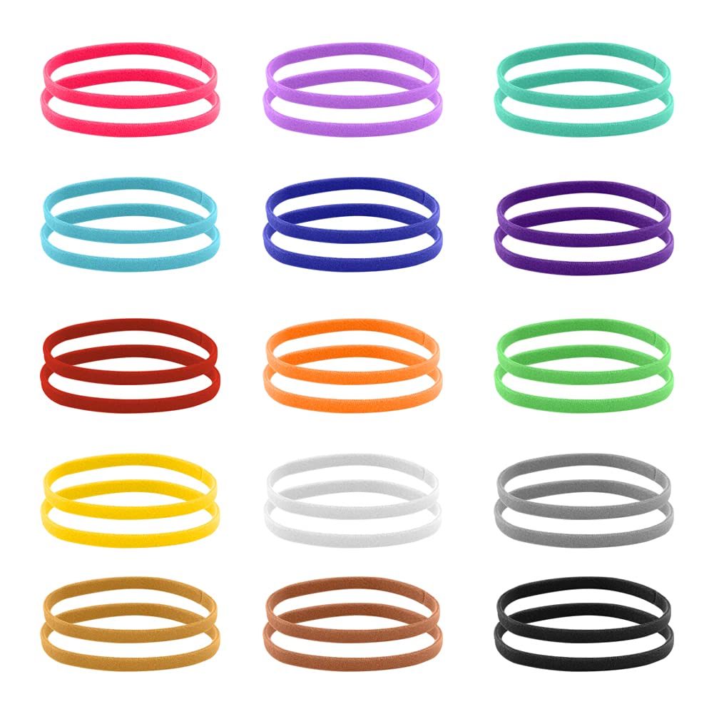 UIUIXPuppy Whelping Collars, 15 Colors Puppy ID Collars, Double-Sided Soft Adjustable ID Bands for Newborn Pet Dog Cat 30 Pcs(2 Pack) Red, Blue, Yellow, Pink, Green, Black UIX-ID30