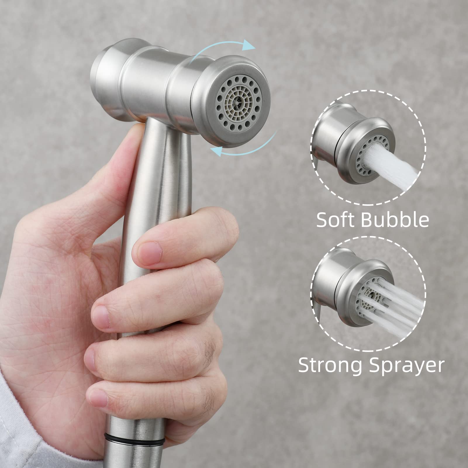 Tecmolog Brausekopf Küchenarmatur Edelstahl 2 Strahlarten Geschirrbrause Ersatzkopf für Küche, Gebürstetes Nickel, WS030AF