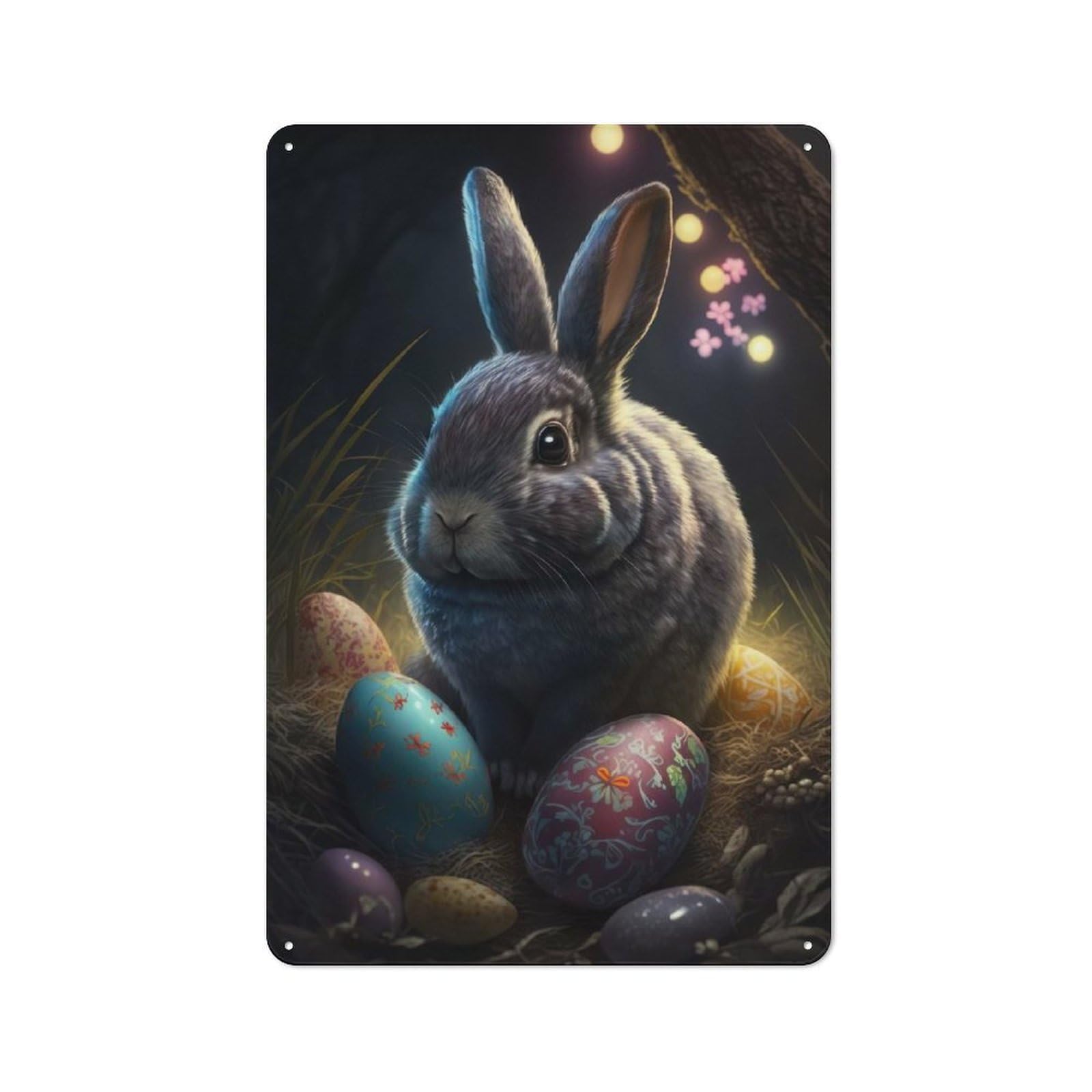 Junmoney Easter Bunny Vii Tin Wall Plaque 30X20cm With For Hallway Wall, For Home Interiors, Feature Walls And Decorative Displays