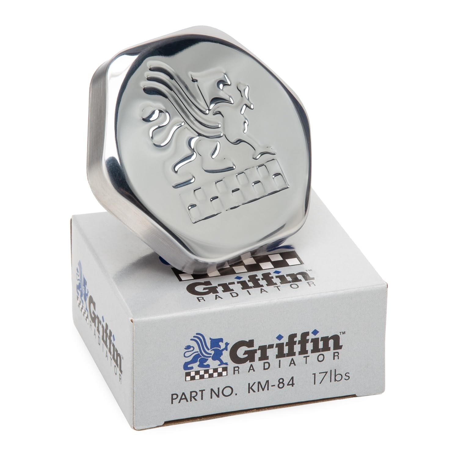 Griffin KM-84 Logo Street Radiator Cap - 1 1/2", 16-18 lbs. PSI, Silver