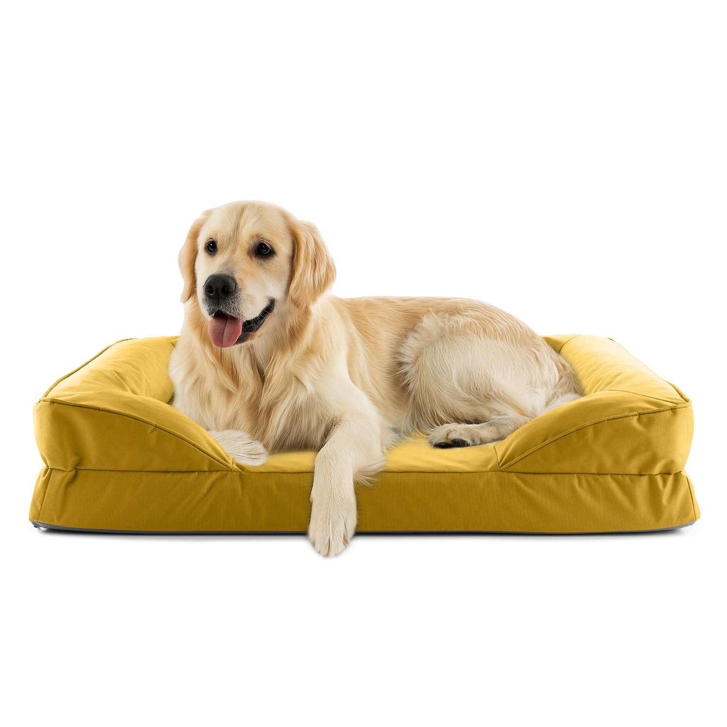 Lumaland orthopädisches Hundebett Outdoor & Indoor | ergonomisches Hundesofa 110x75 cm - ideal für große Hunde | Boden rutschfest | Füllung und Bezug waschbar | Hundekörbchen wasserfest