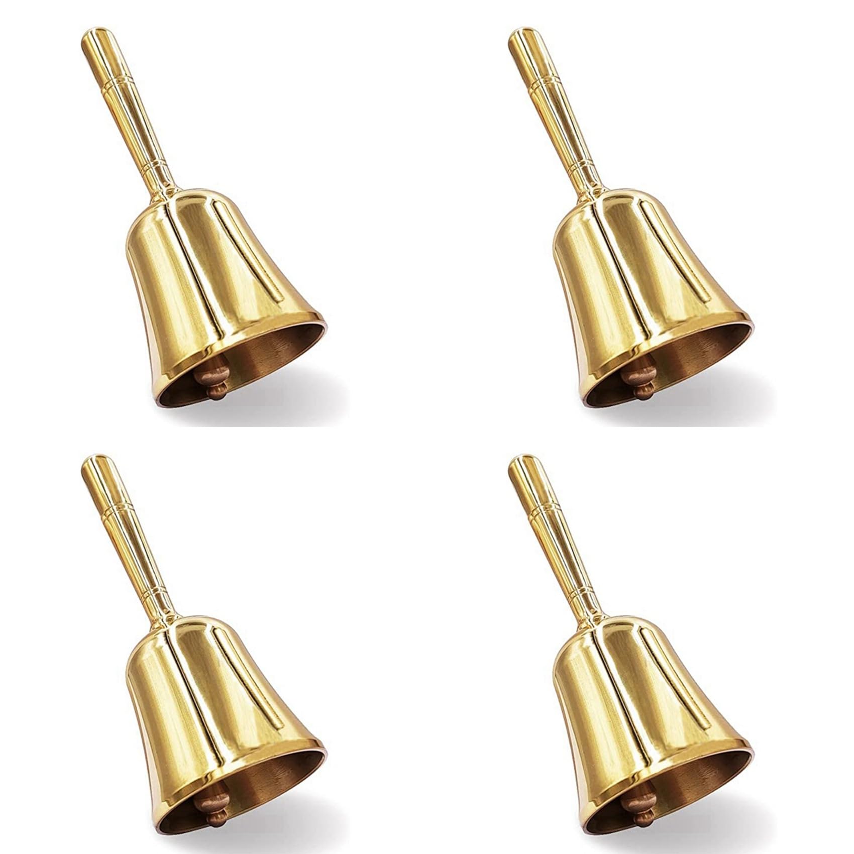 Jnchdghwa 4X Super Loud Hand Barking Bell, Solid Brass Dinner Bell Service Bell Pet Training Bell Jingle Bell, Gold