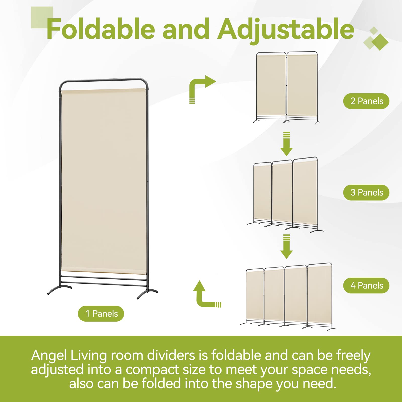 Angel Living Biombo con un Panel, Decoración Elegante, Separador de Ambientes, Divisor de Habitaciones, 80 x 180cm (Beige)