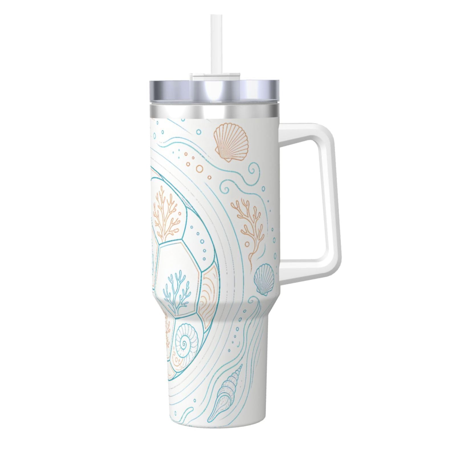 Vaso aislado de 40 oz Nautical Soccer: despídete del café frío en el coche gracias a su gran asa