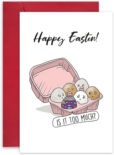 Leinessy Bonita tarjeta de Pascua feliz, divertida tarjeta de Pascua con sobre, Is It Too Much, tarjeta colorida de huevos de Pascua