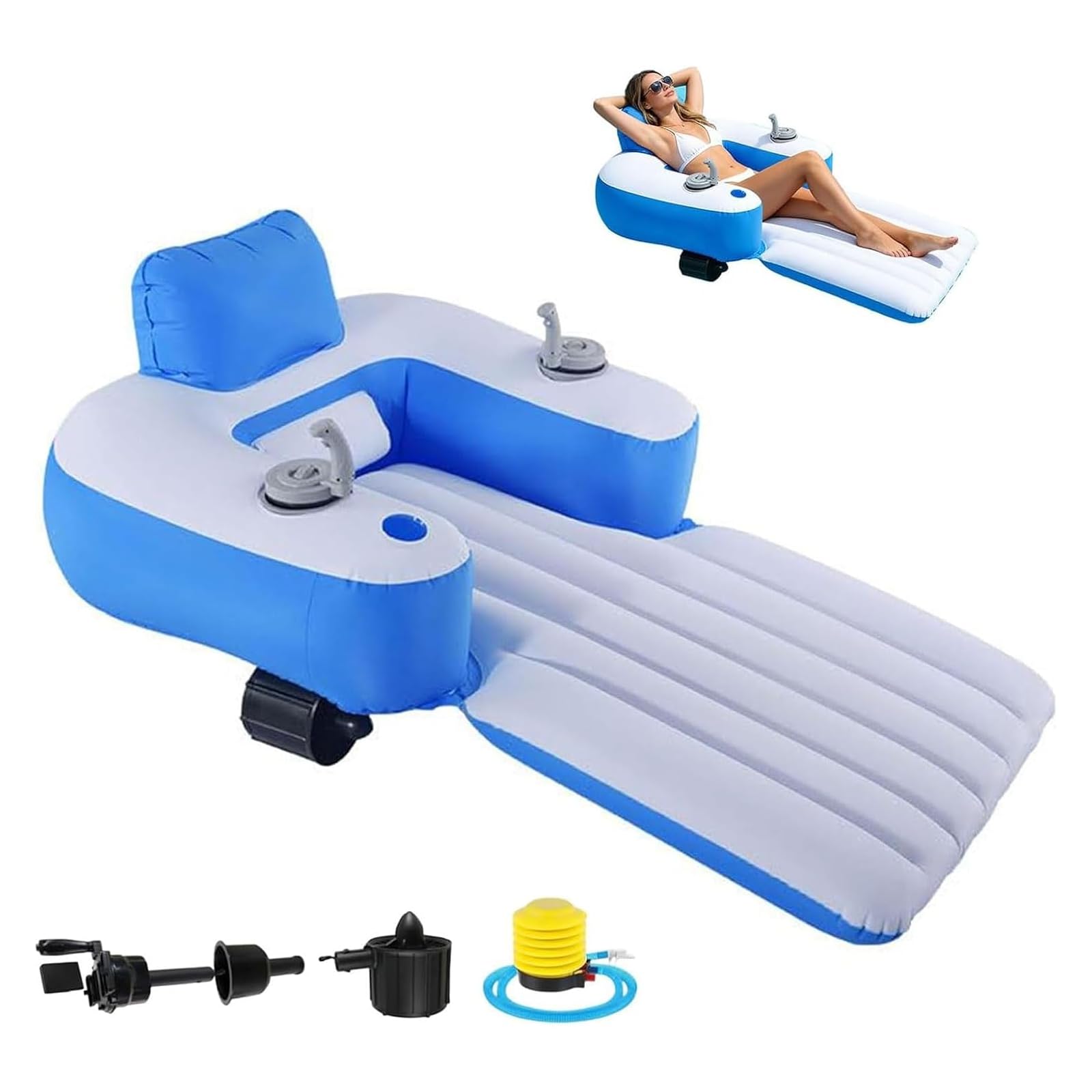 ZHENYUWANG Rechargeable Inflatable Pool Lounger Rectangular