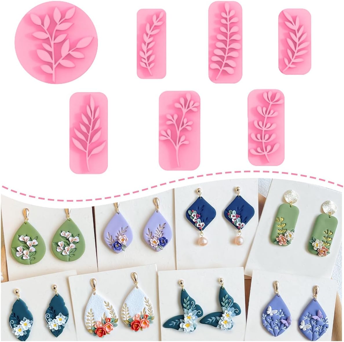 KEOKER Clay Stamps - 7 Shapes for Polymer Jewelry Making, Works with Polymer Tools