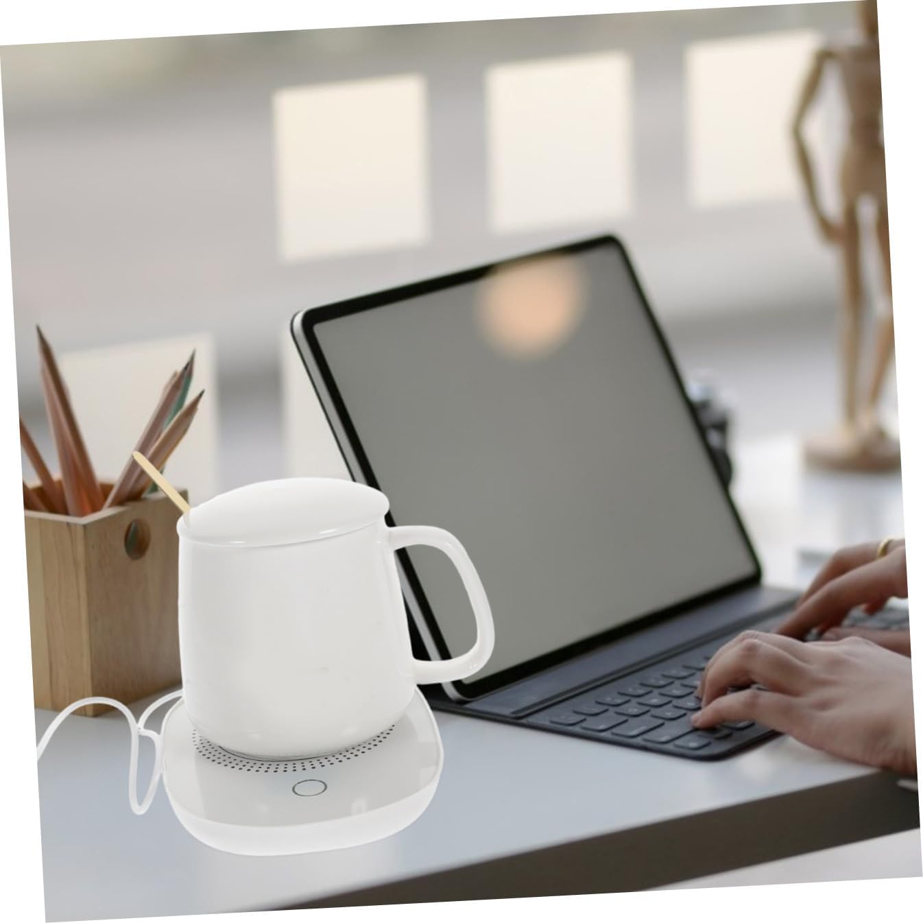 Thermostat USB Cup Warmer Pad Milk Heating Mat Electric Beverage Warmer 55℃ Temperature Control Gravity Sensor for Milk and Hot Drinks