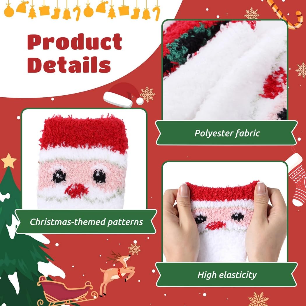 Paquete de 10 calcetines festivos de Navidad, calcetines cálidos de invierno, estampados de árbol de Papá Noel, calcetines de Navidad coloridos, perfectos para fiestas de Navidad, 5 pares,