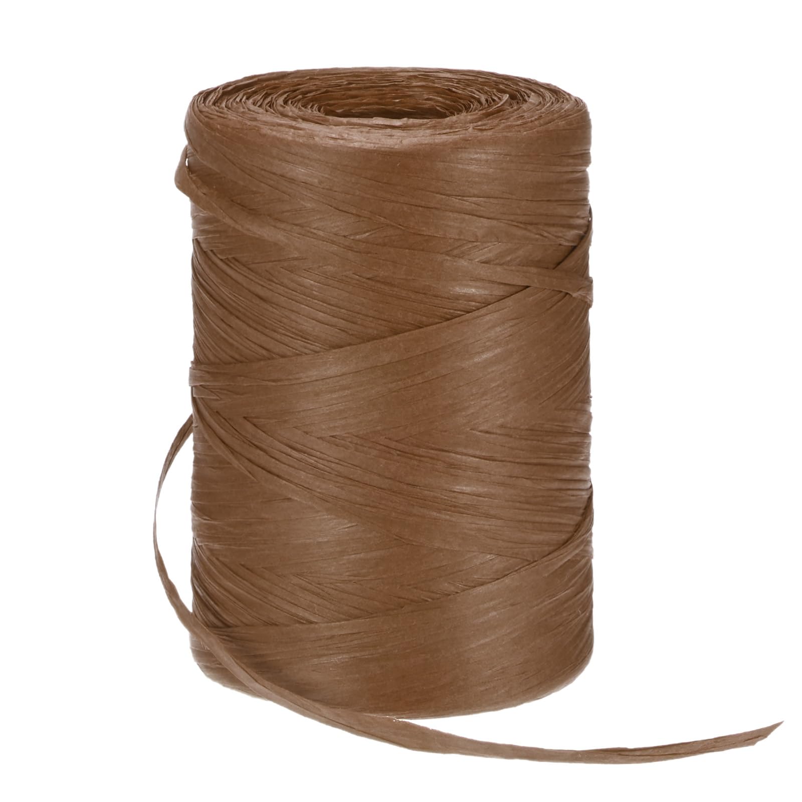 M METERXITY Raffia Yarn 328 Yards 5mm Flat String, Dark Brown