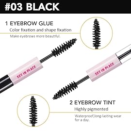 evpct 2-in-1 Tinted Brow Gel & Clear Brow Setting Glue Eyebrow Gel Kit - Strong Hold 24HR Waterproof Smudgeproof Eyebrow Makeup for Natural Soft Full Brows, Brows Enhancer Mascara Makeup - Black