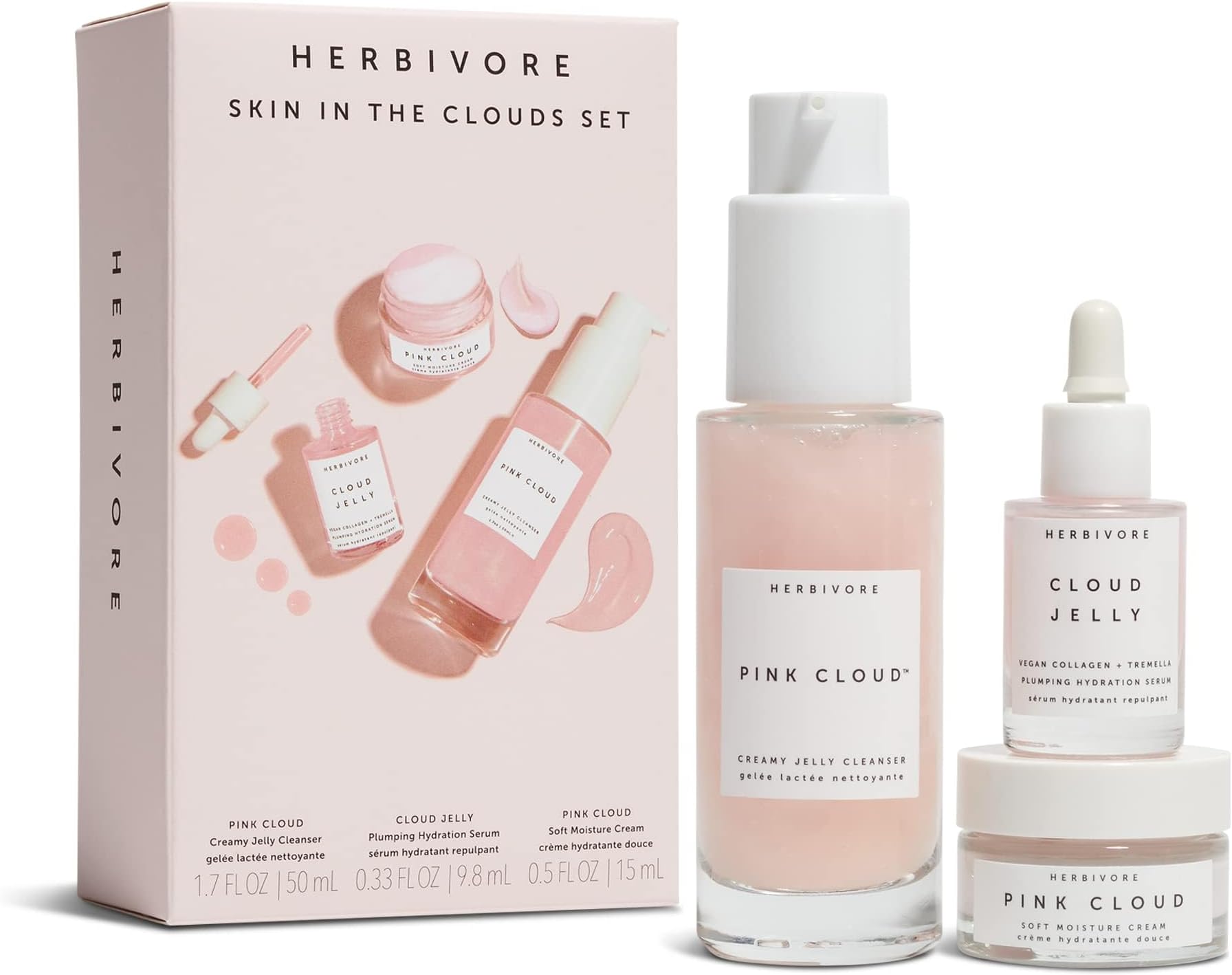 "Skin In The Clouds" 3-step Plumping Hydration Gift Set | Cleanser, Cream, Serum | Plant -Based