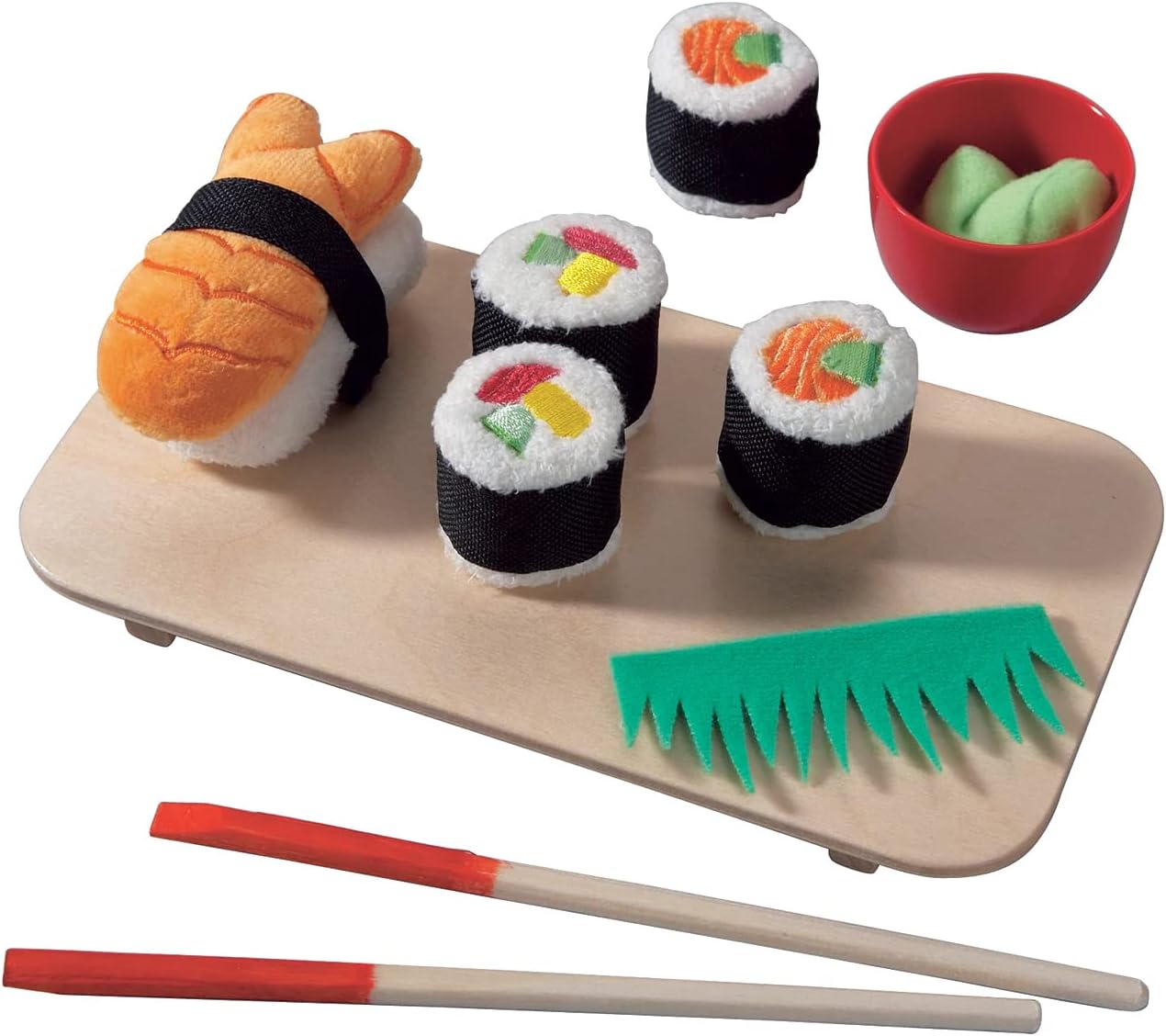 HABA Soft Sushi with Child-Sized Chopsticks & Serving Board Play Food Set - Pretend Play for Toddlers 3-6 and Kids Cooking Sets for Aspiring Chefs