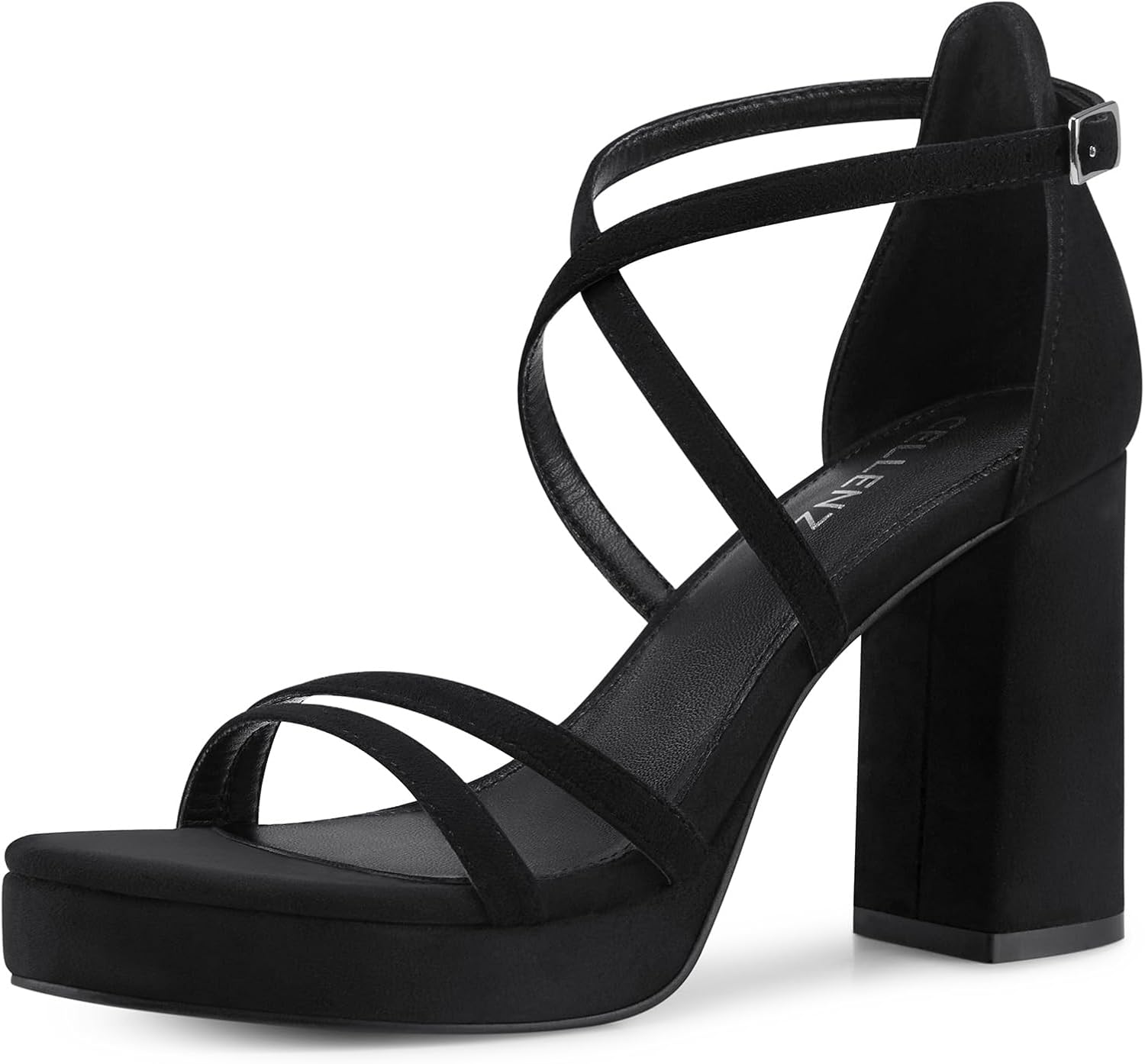 CELLENZ Women Strappy Platform Heels: Open Toe Pumps Sandals - Black Dressy Comfortable Block Heeled - Chunky Prom Party Graduation Size 7.5