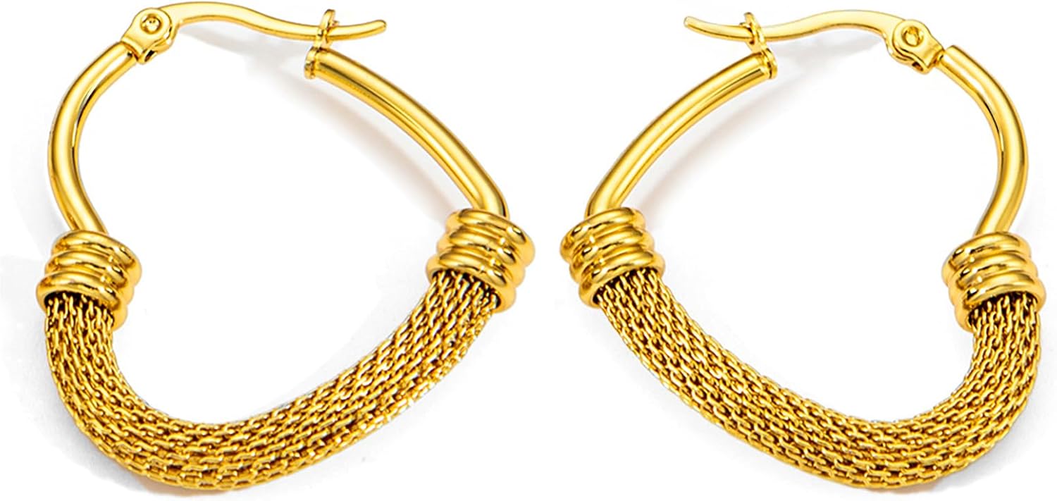 Gold Plated Earrings for Women - hypoallergenic Gold Hoop Earrings Hollow Flake lightweight gold hoops