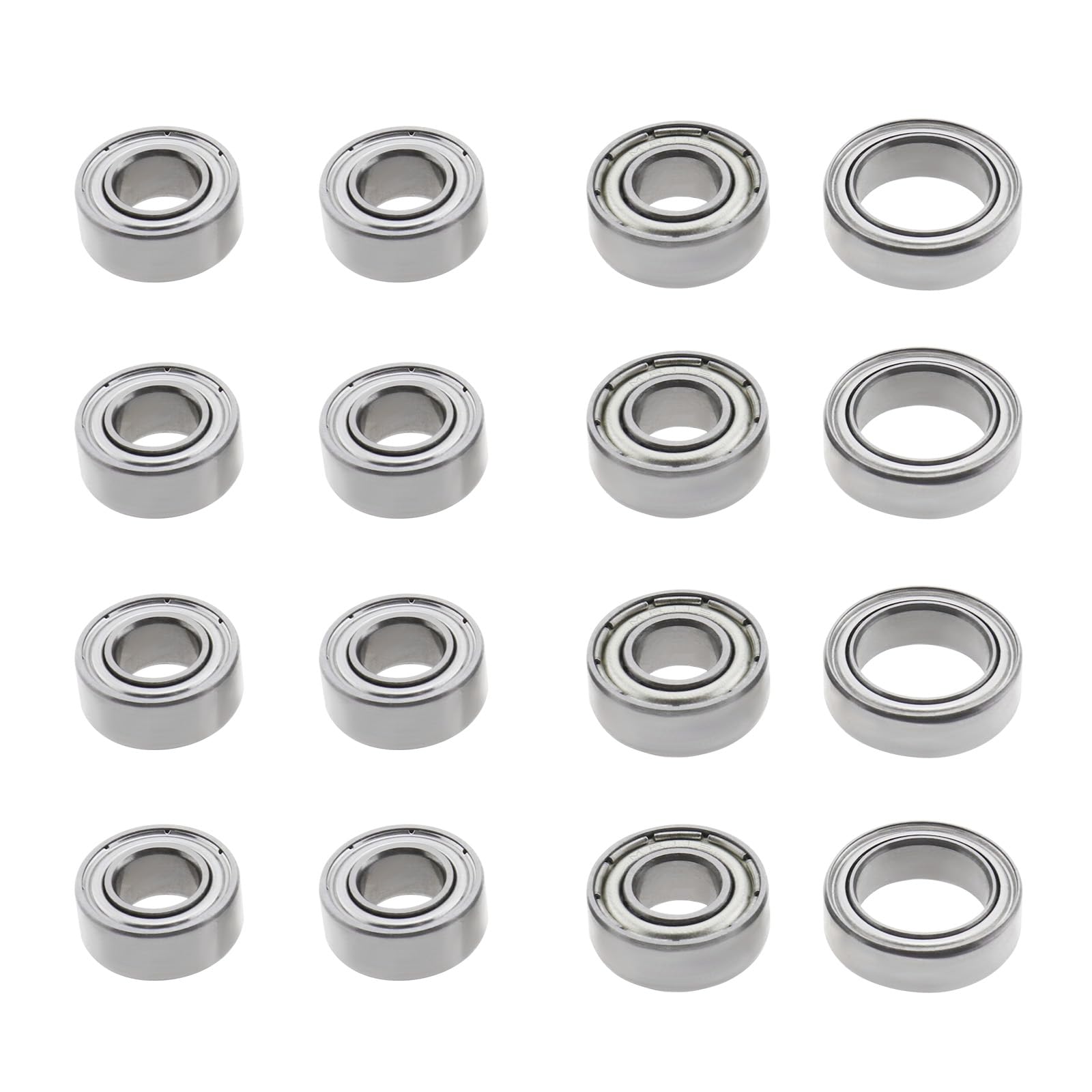 LT Easiyl 16pcs RC Chassis Ball Bearing 10x5x4mm 11x5x4mm 12x8x3.5mm Steel Ball Bearing Axle Set Compatible with TT-02 Chassis Ball Bearing Repair Kit