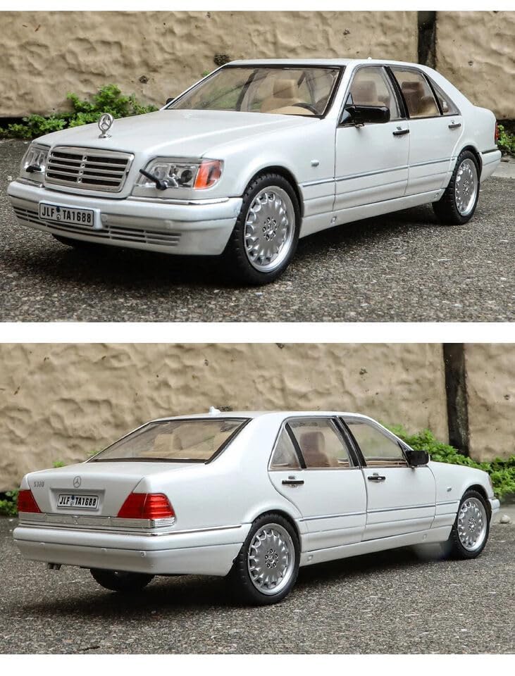 Image of DEOXY 1:24 Big Benz S-W140 320SEL Alloy Car Model Sound and Light Pull Back Toy Vehicle(Benz S-W140 White)