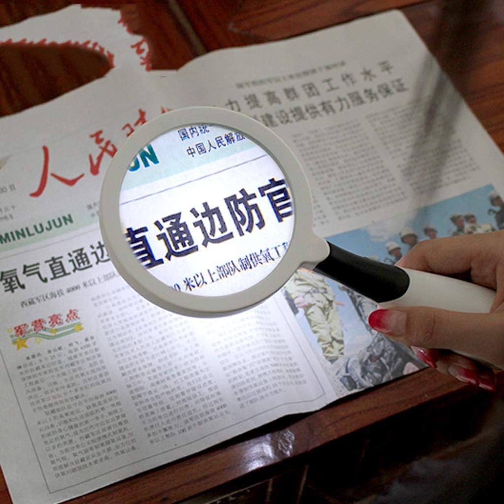Handheld Magnifier Illuminated Reading Magnifying Glass Lens Jewelry Loupe for, Crafts, Hobby