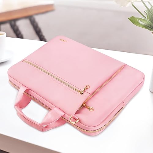 Miniatura 6 de Funda para laptop para mujeres y hombres, compatible con MacBookDellHPAcerASUSLG, maletín de transporte de hombro impermeable, rosa, 15.6-16 pulgadas