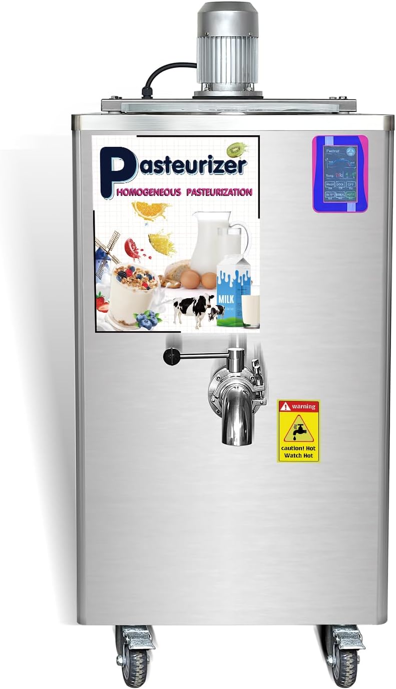 Commercial 36L Pasteurization with Plus,Pasteurizer for Cools the Cream for Intermediate Storage,Pasteurization Machine for Processing Milk,Juices,Beer,Syrups and other Liquid Foods,US Plug,220V