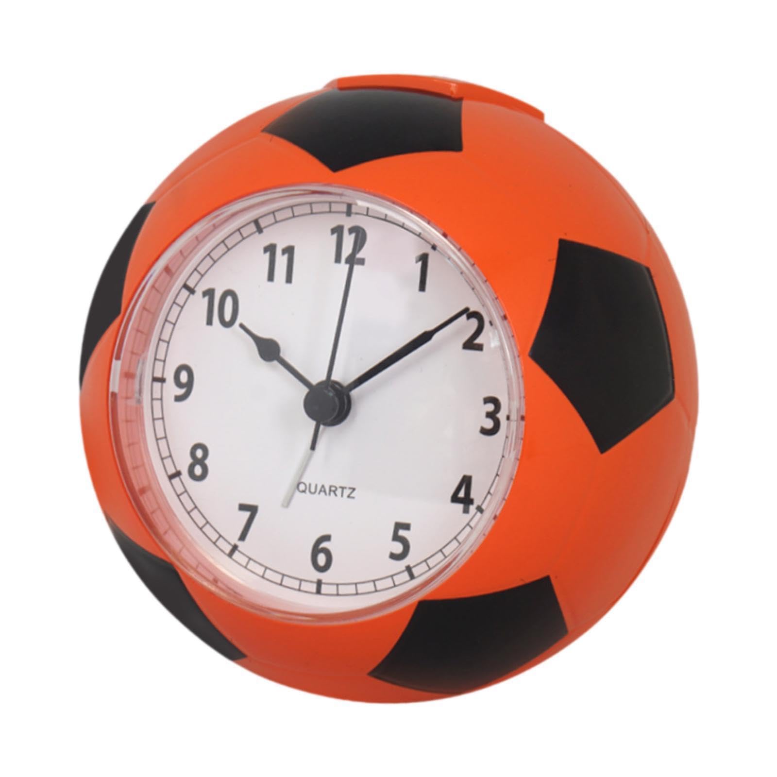 AMSLSIU Soccer Ball Alarm Clock With for Creative Provides Visual Delight While Ensuring Quiet During Night Bedside Football Shaped Alarm Clock Cute Portable, Orange, 11x10x11.5cm