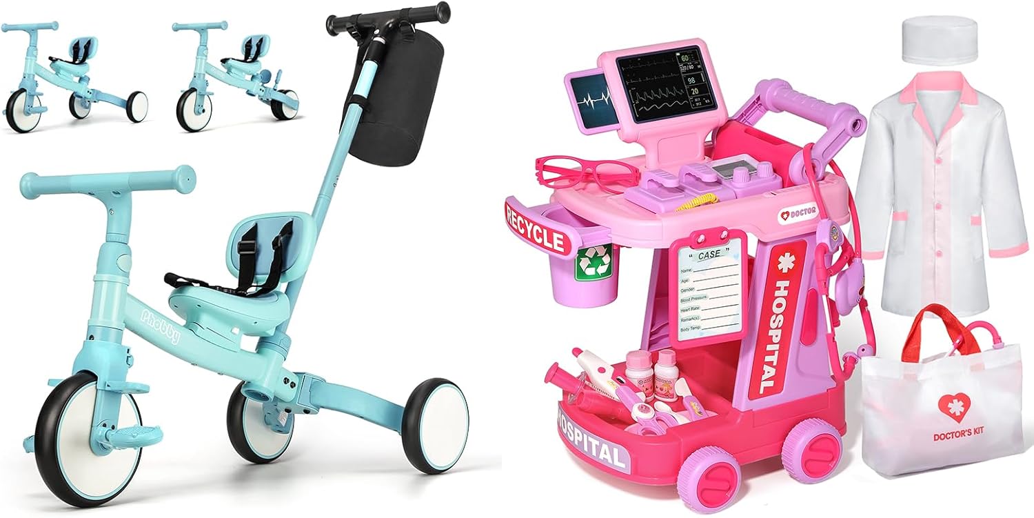 Toys for 2 3 4 Years Old Boy Girl Christmas Bithday Gift Doctor Kit for Toddlers and 5 in 1 Toddler Tricycle