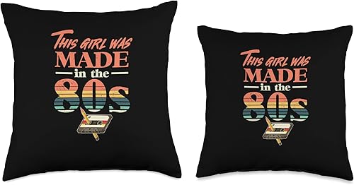 Miniatura 3 de 80s nostalgia women's fashion crew This Girl was Made Music Cassette 80s Nostalgia Throw Pillow, 16x16, Multicolor