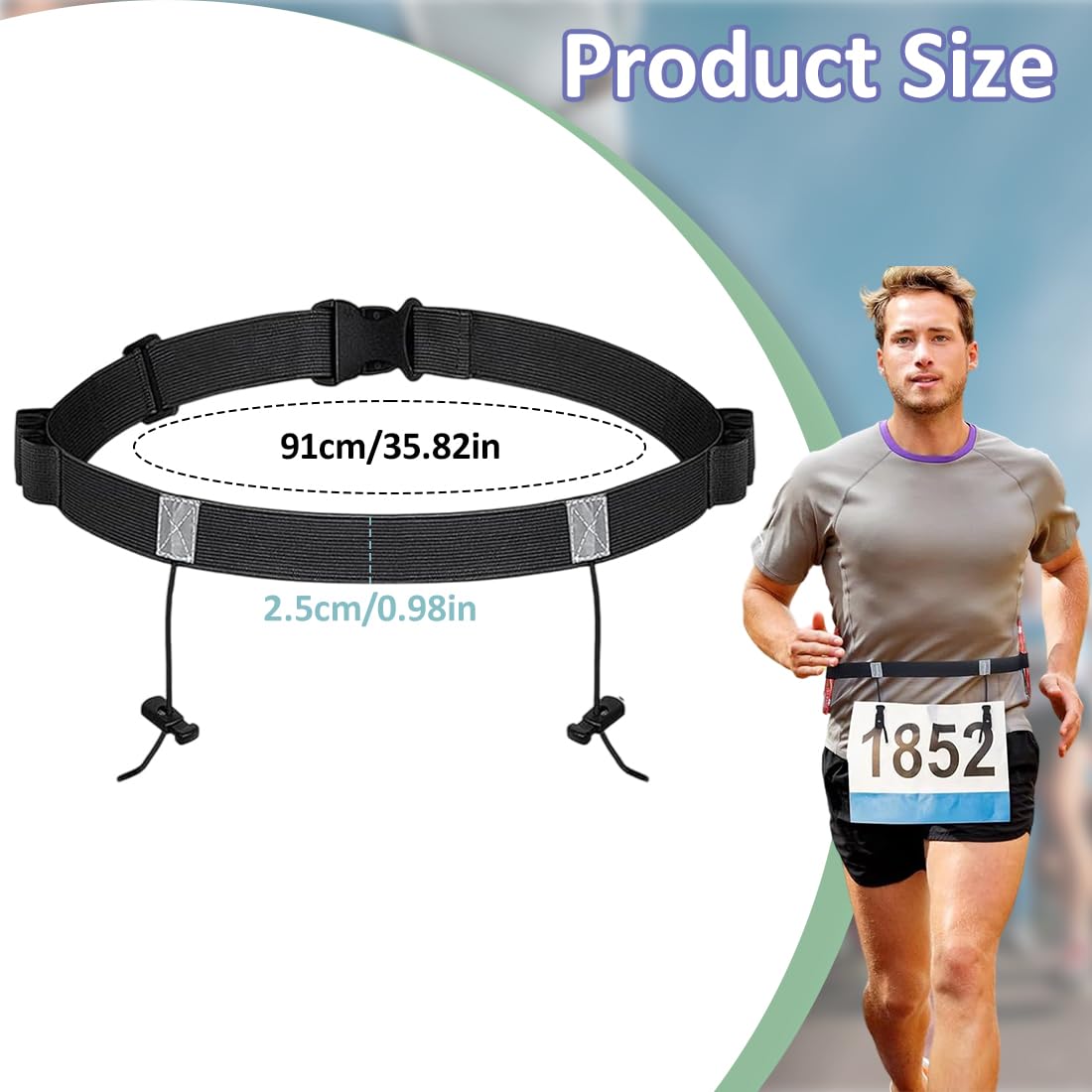 Cintura Porta-Pettorale da Gara Race Belt per Running Triathlon Maratona