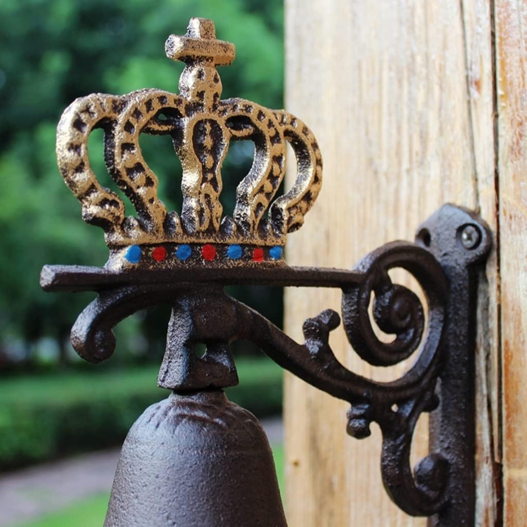 Cast Iron Wall Hanging Crown Doorbell, Garden Decoration Shed Garage Front Door Bell, Dinner Bell, Antique Garden HandBell