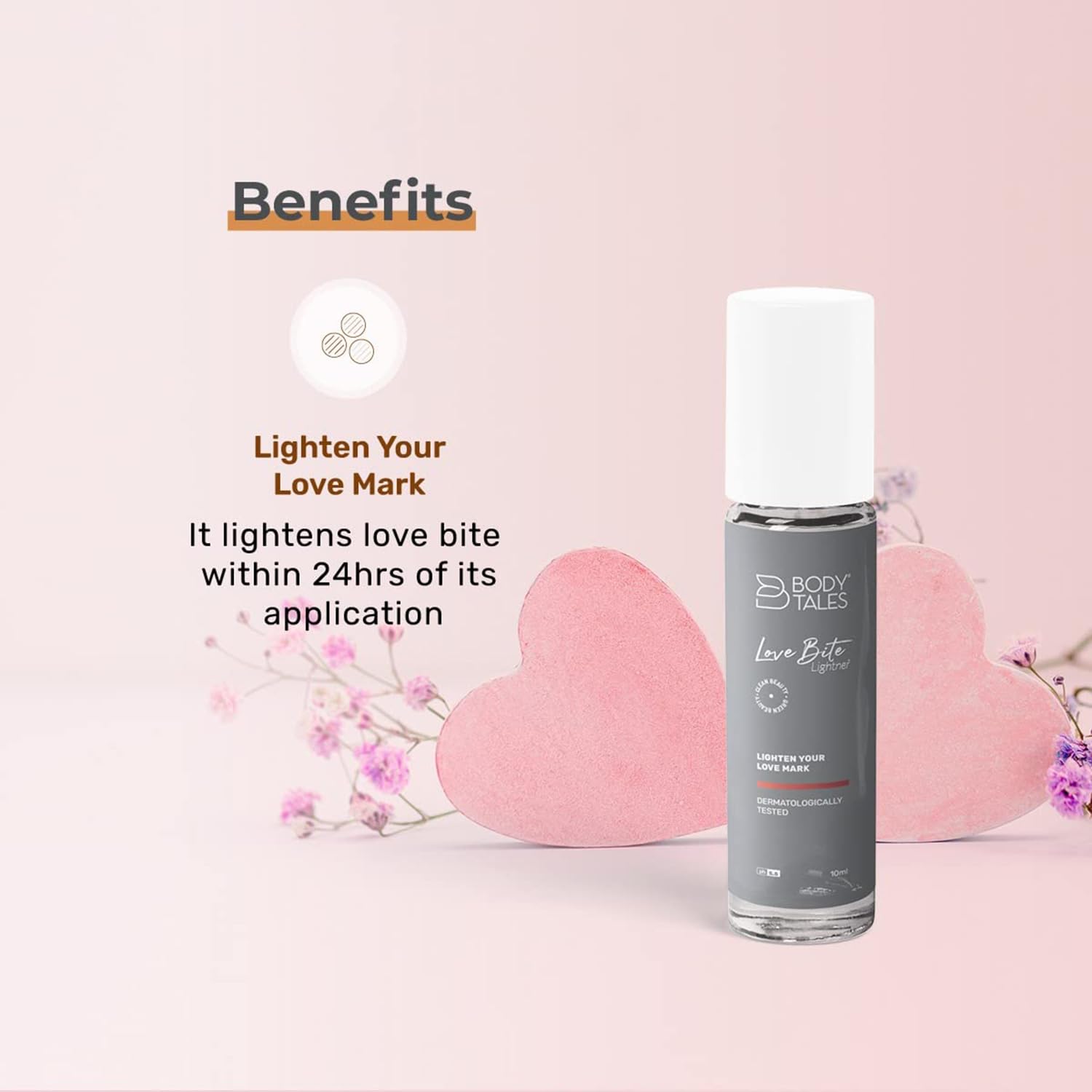 Love Bite Lightener for Men and Women, Reduce Love Bite in 24 hours, for All Skin Type Stretch Marks & Ageing Signs for Glowing Skin, 0.3 Fl Oz