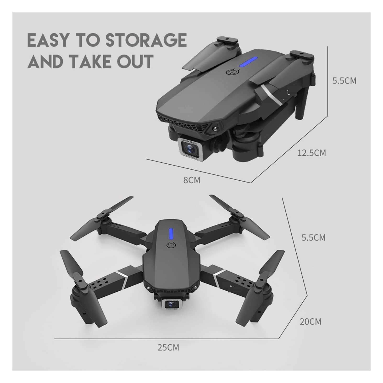 Dron Drone z szerokokątnym HD 4K 1080P Podwójna kamera Trzymaj wysokość WiFi RC Składany dron Quadcopter Dron (Kolor: torba 4K 3B Rozmiar: 1) (torba 4K 1)