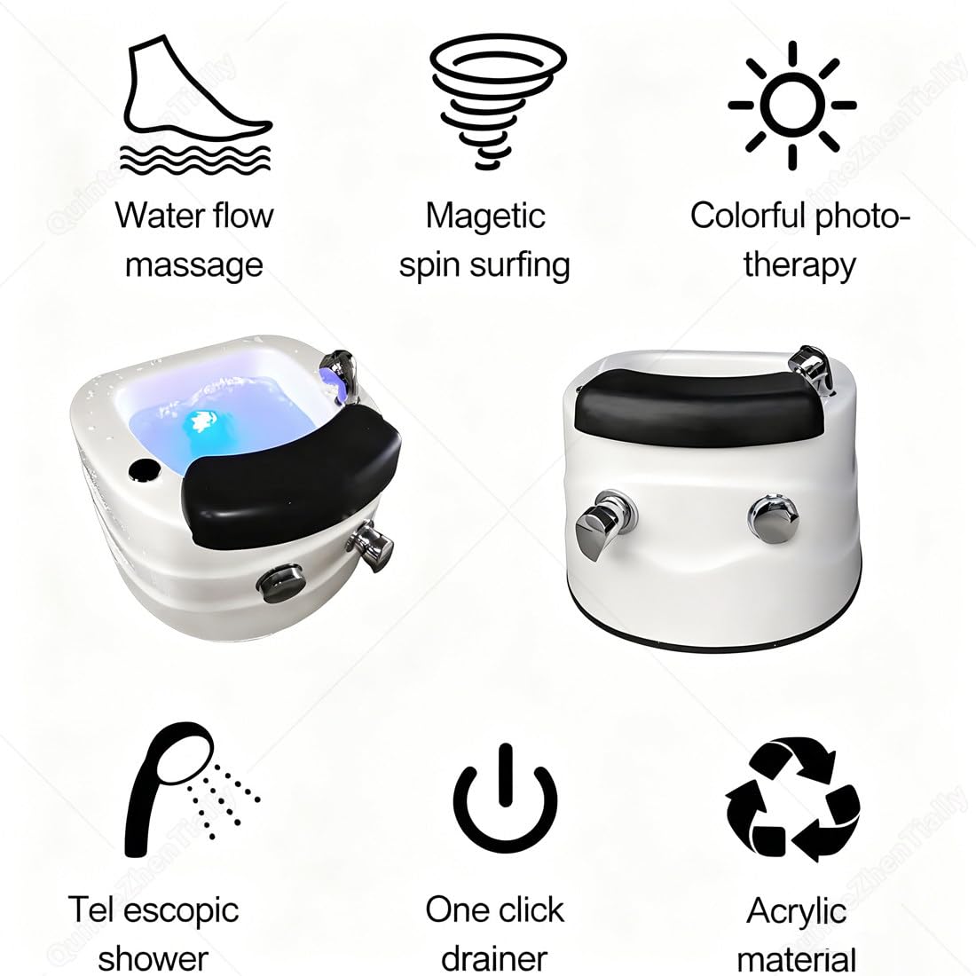 Vasca Bagno Portatile Pedicure Spa,Vasca Idromassaggio Pavimento,Poltrona Pedicure Acrilico,per Saloni Bellezza,per Segni Invecchiamento Migliora qualità Sonno