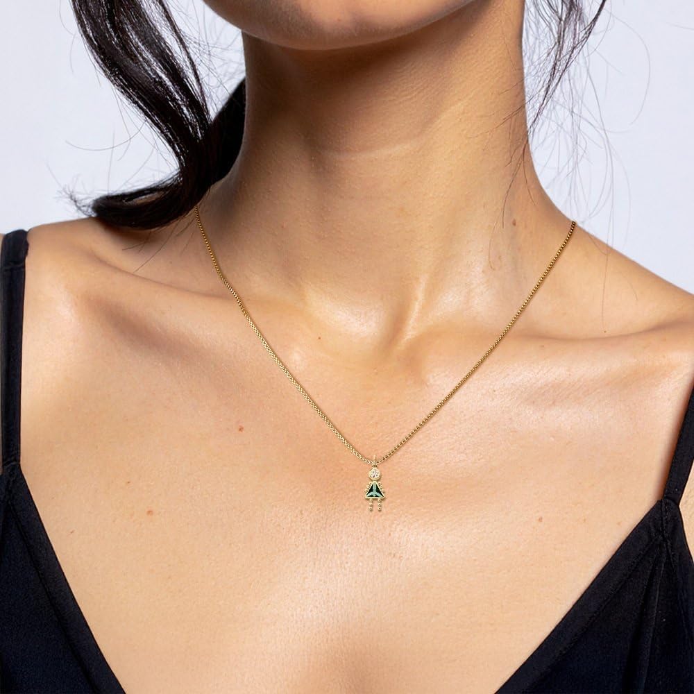 IceCarats 14K Yellow Gold Medium Simulated Birthstone Girl Pendant Necklace 20mm 3/4 inch Lightweight, Bezel Set For Her