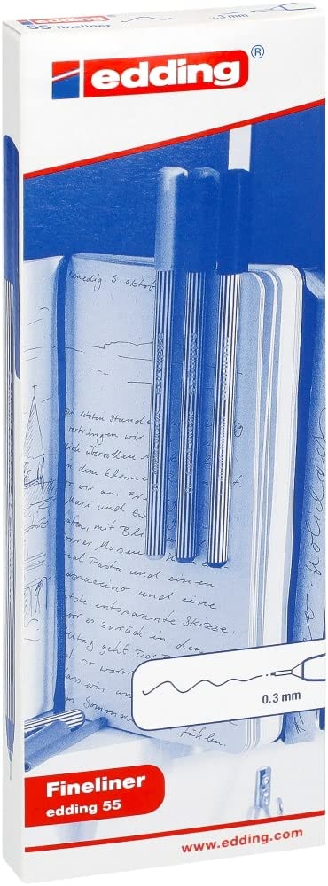 edding 55 fineliner - turkuaz - 5 kalem - 0,3 mm uç