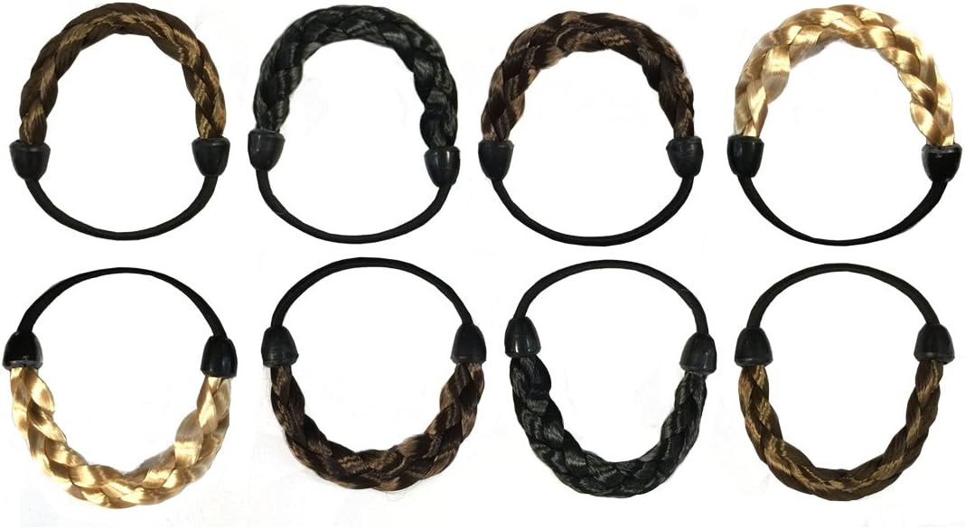 8-piece Synthetic Hair Braid Braided Chuncky Braided Hair Ties Bands Rope Ponytail Holders Hair Accessories