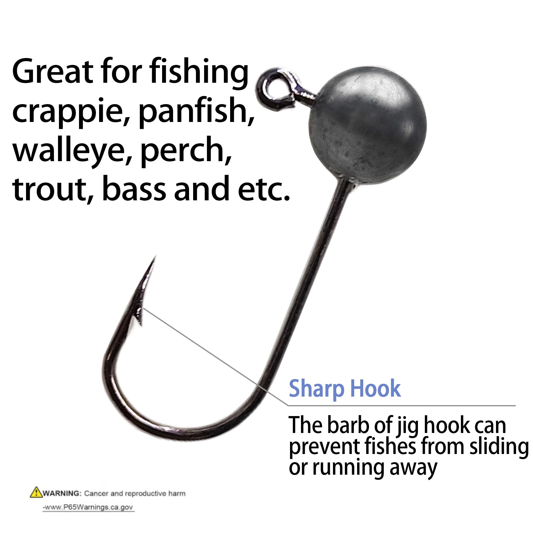 EUPHENG 50pcs Fly Tying Jig Heads Kit - Jig Hooks for Fly Fishing - DIY Lure Making Kit - Black, White, Orange, Pink, Chartreuse - Sizes #12, #8, #6, #4, #2