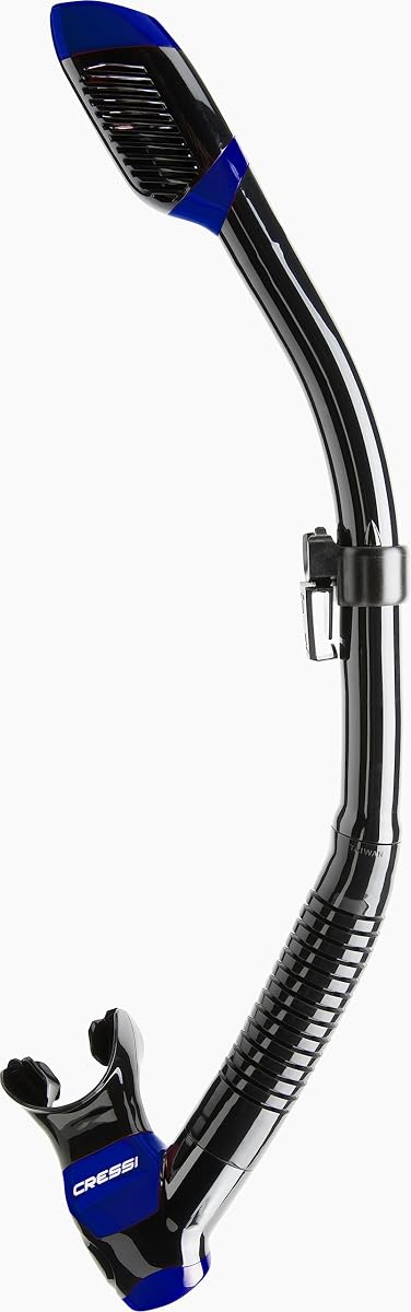 CRESSI since 1946 - Supernova Dry Snorkel for Diving Freediving and Sea Exploration with Splash Guard Purge Valve Silicone Mouthpiece Quick Clip Attachment Unisex Adult