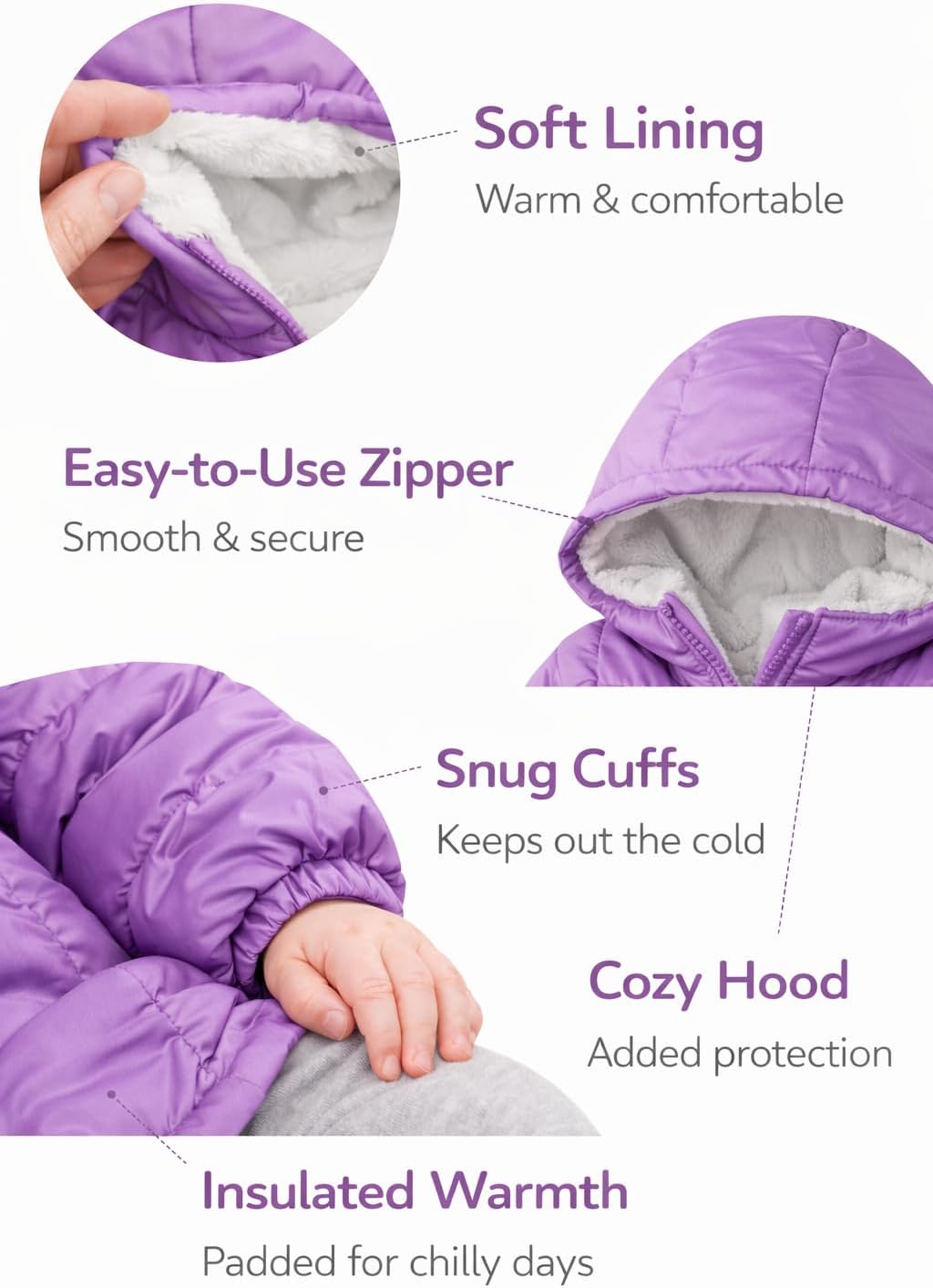 Revess Girls Fleece-Lined Hooded Puffer Jacket- Quilted Coat, 6-Pack Assorted Colors, Sizes (4-7)