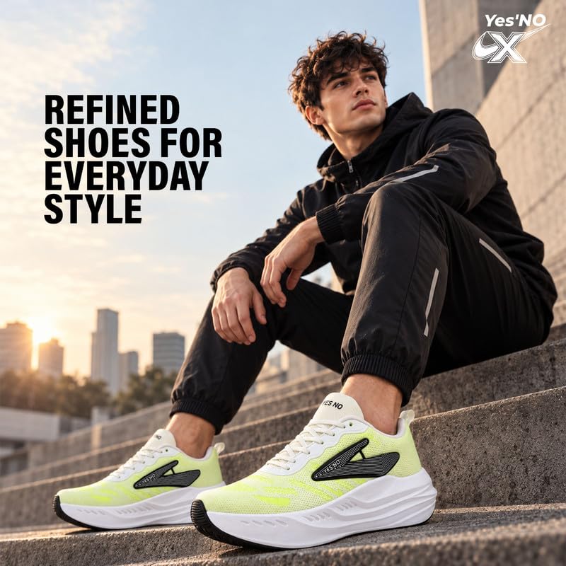 Buy Yes'No Men's Sports Running Shoes, Lime Green - Image 3