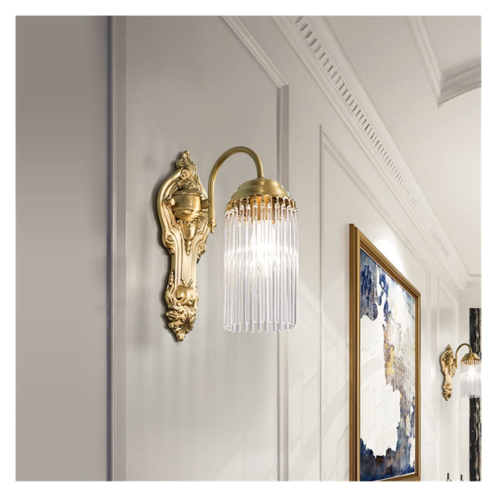 ZXTIIEUF Wall lamp Copper Gold Wall Lamp Bedroom Simple Bedside Lamp Living Room Aisle Wall Lamp TV Background Wall - Wall Lamp Wall Sconce(Dia10.5cm1 Light,Cool White)