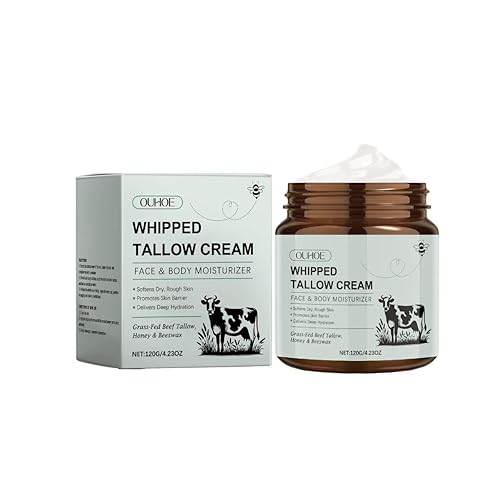 Sarga de ternera para la piel 4.2 oz Sarga de res alimentada con pasto orgánico y bálsamo de miel Bálsamo de sebo batido profundamente hidratante